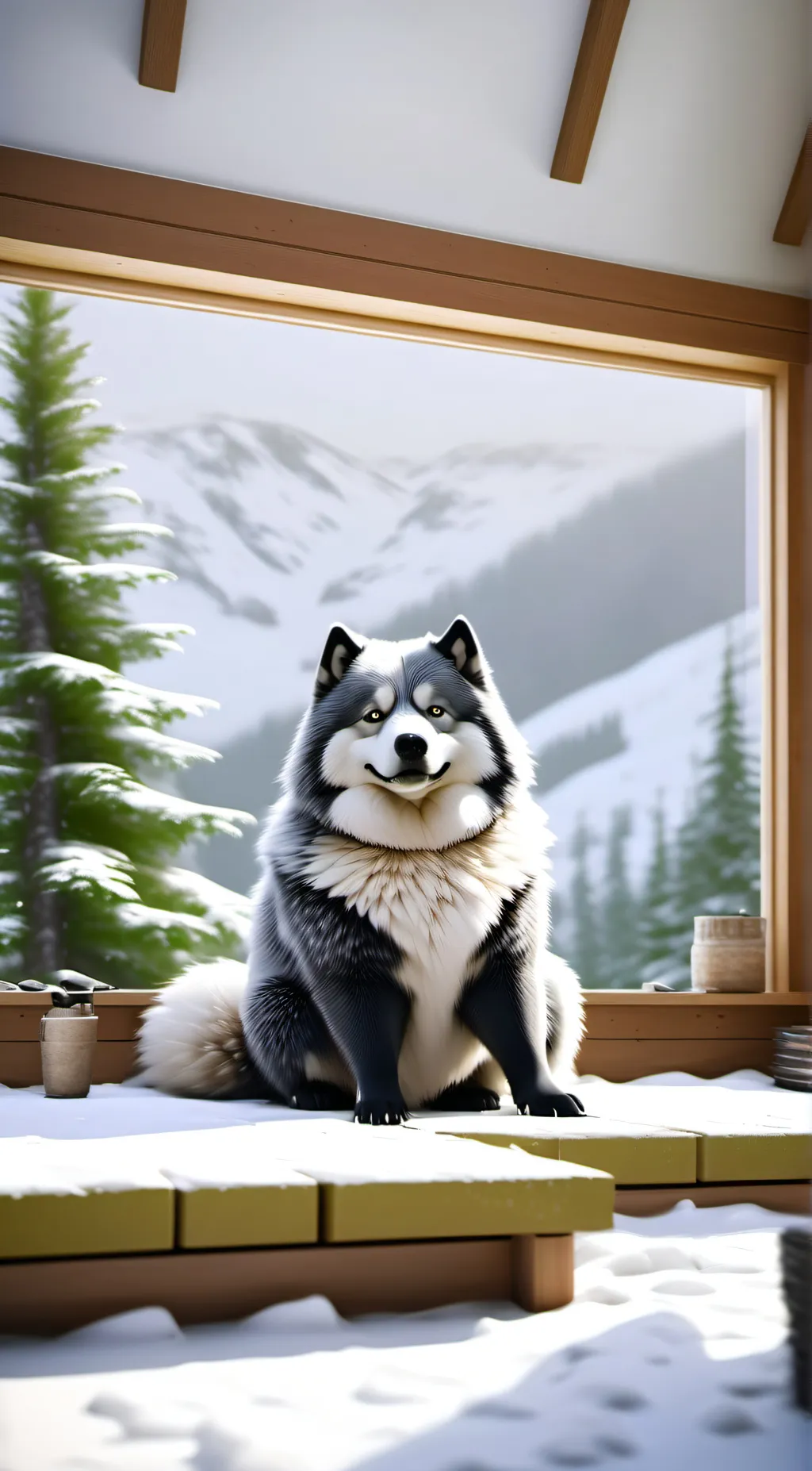 ai character: Dog.  background