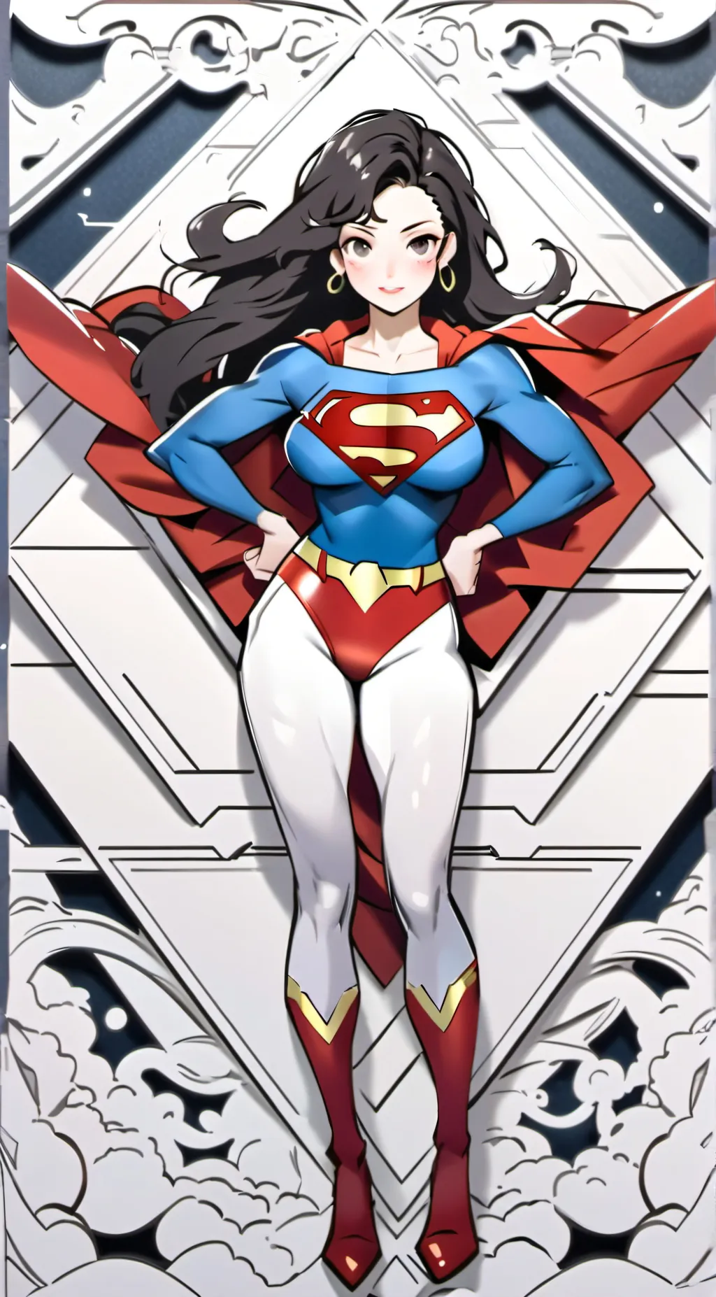 ai character: female Superman  background