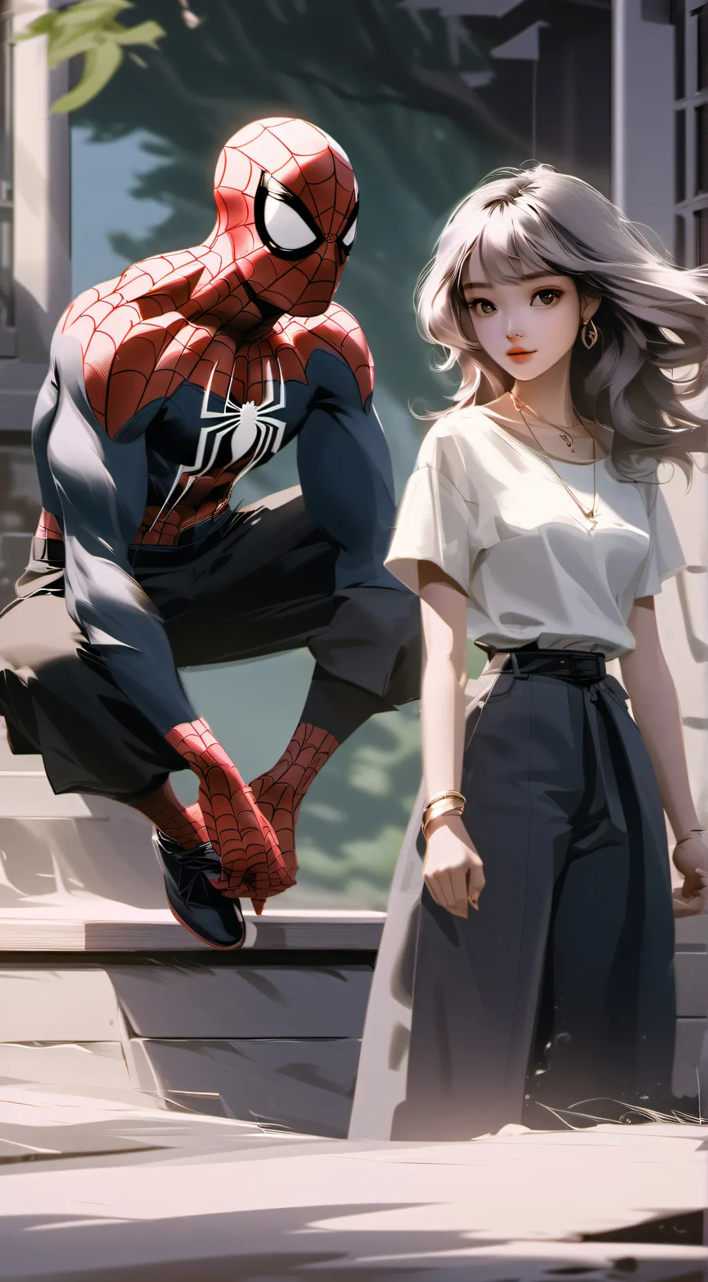 ai character: Spiderman  background