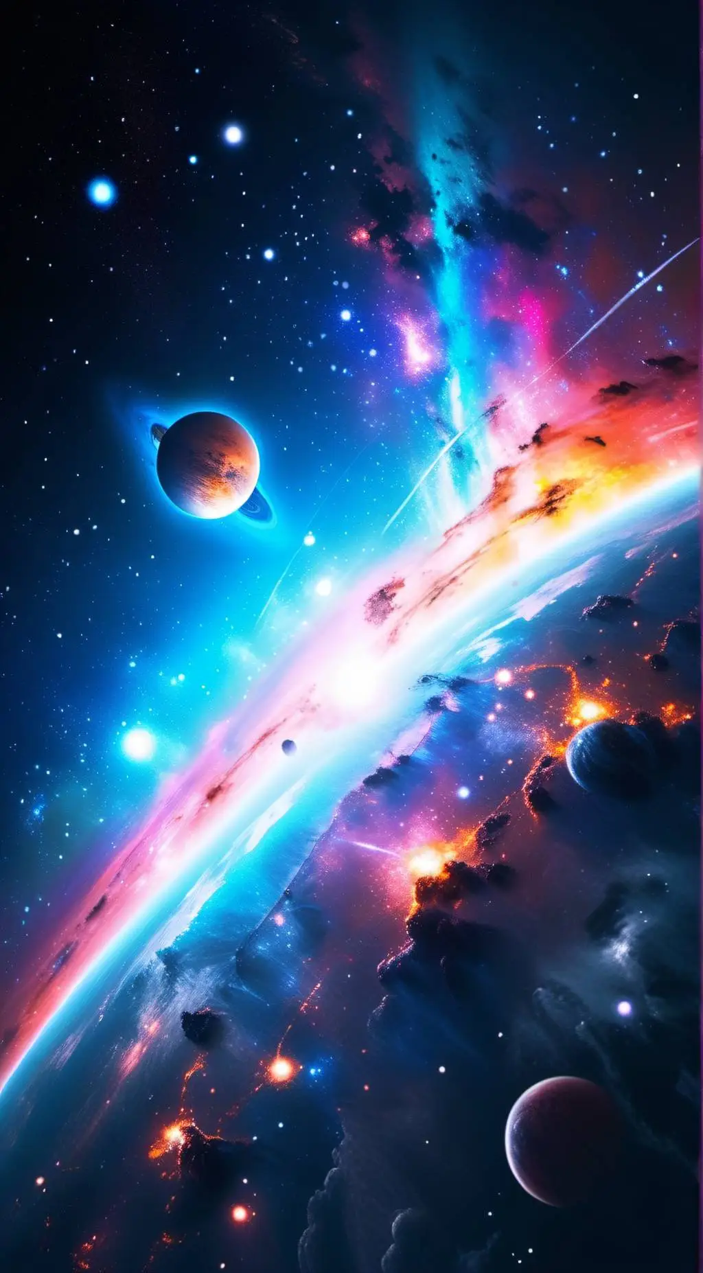 ai character: weather&galaxy  background