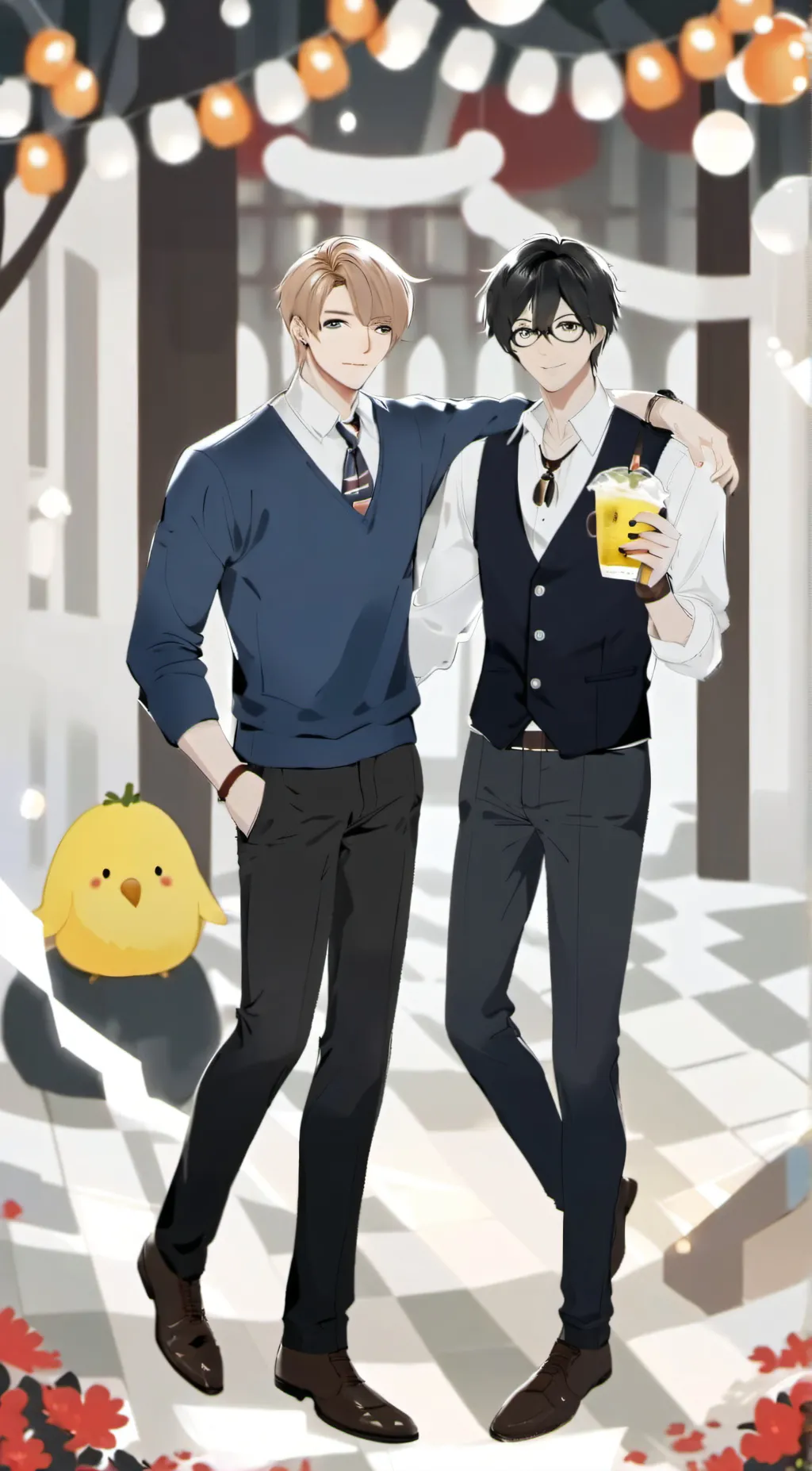 ai character: Mike and Leo  background