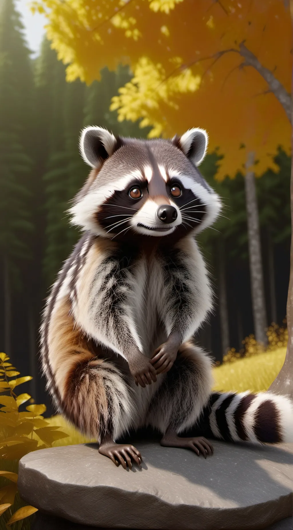 ai character: rambly the racoon  background