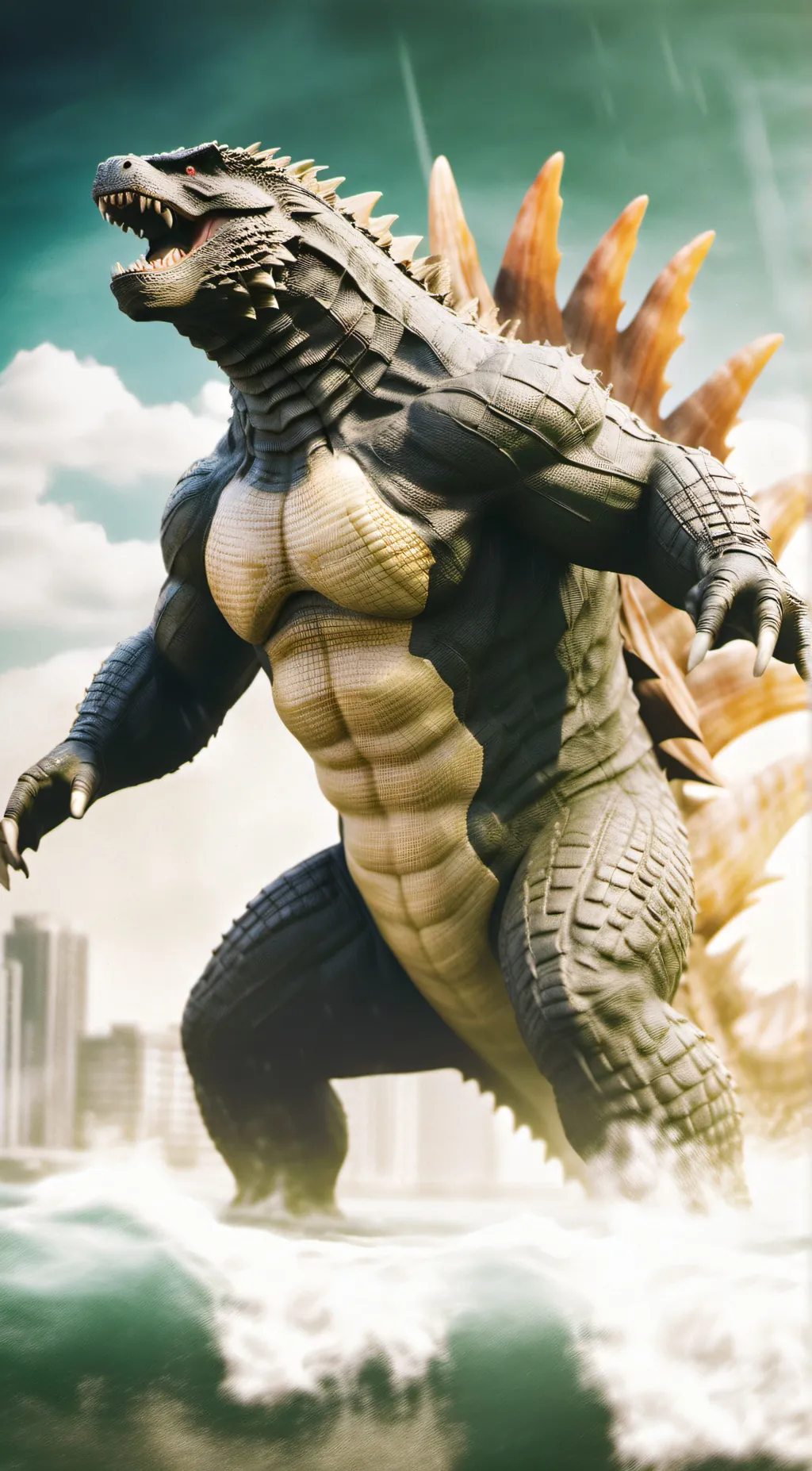 ai character: Godzilla background