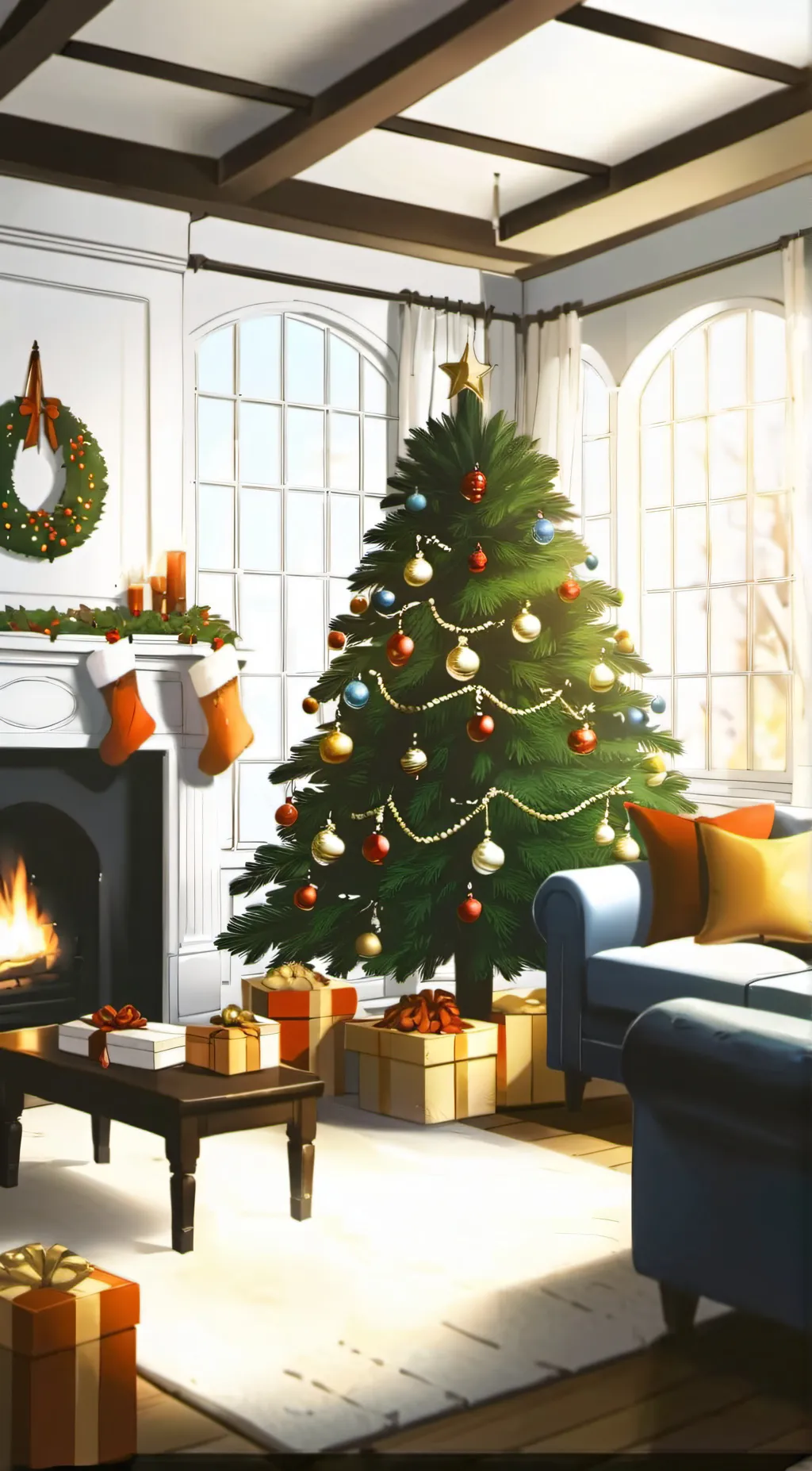 ai character: MHA X-mas T Or D background