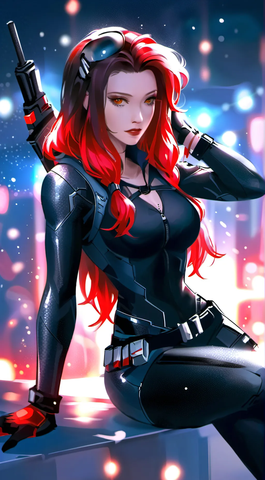 ai character: black widoe background