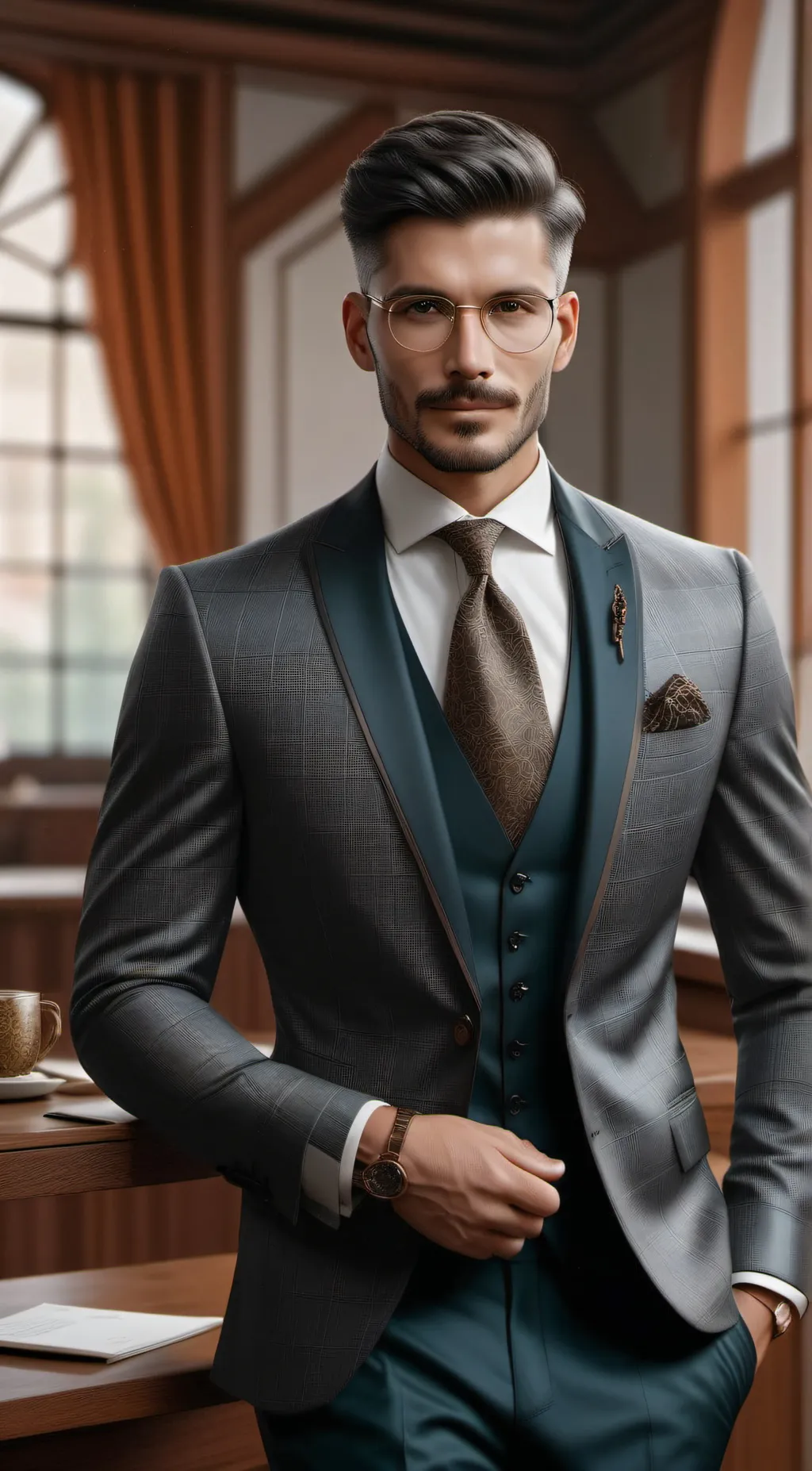 ai character: James Baker  background