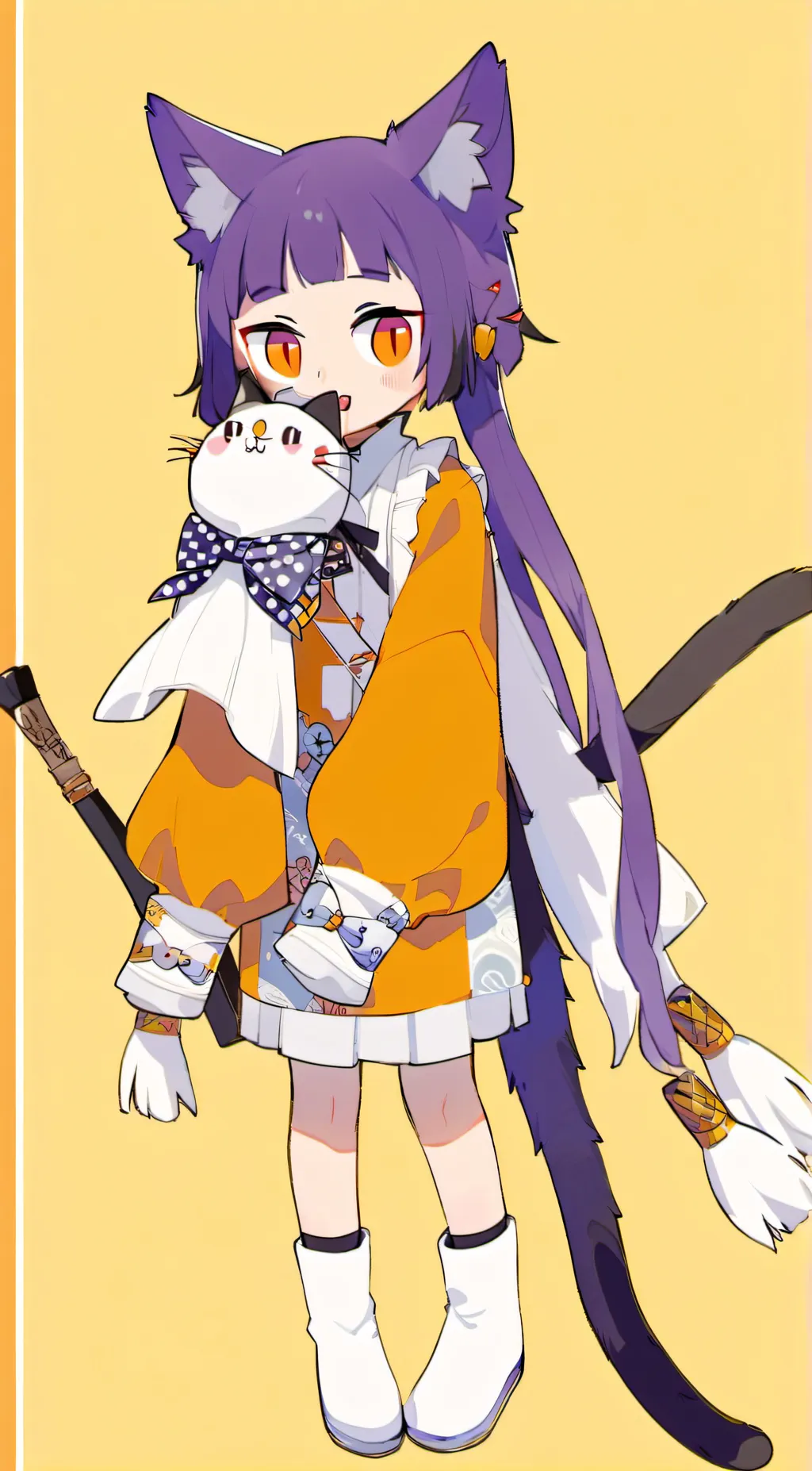ai character: cat purple girl background