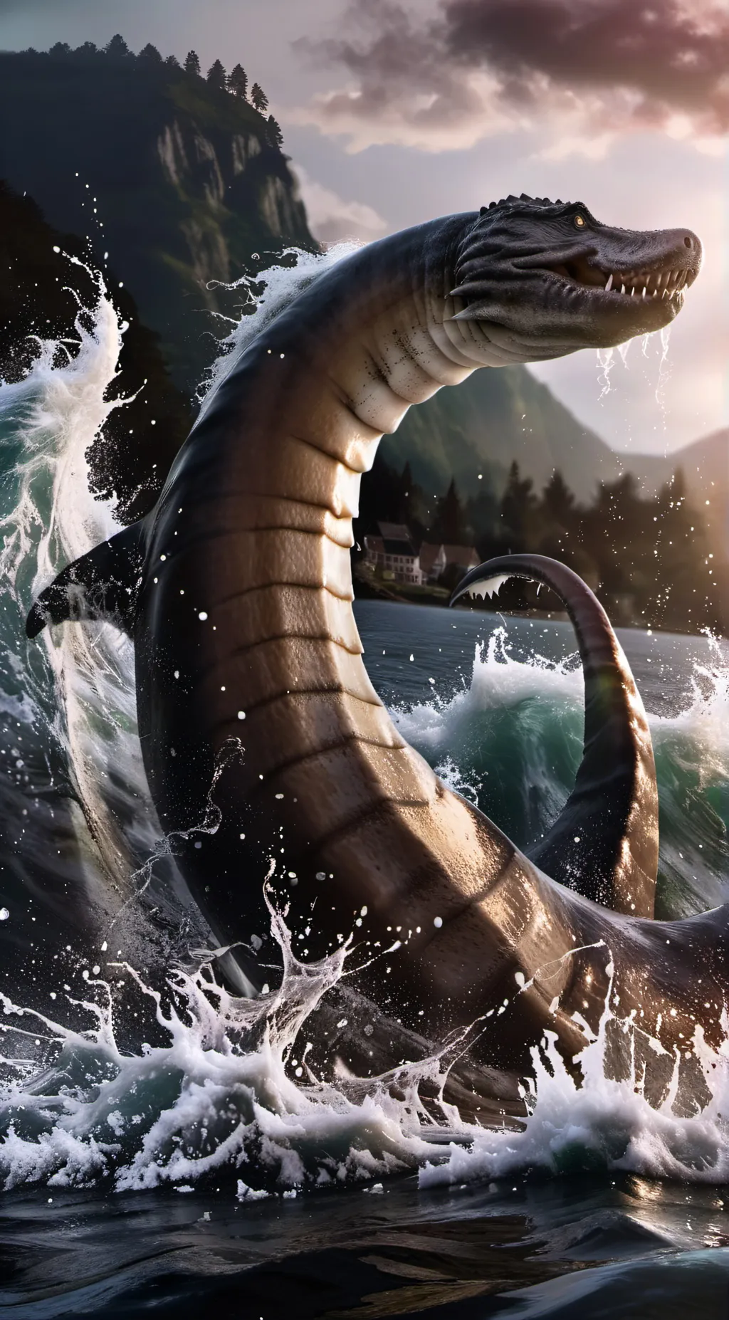 ai character: loch ness monster😈 background