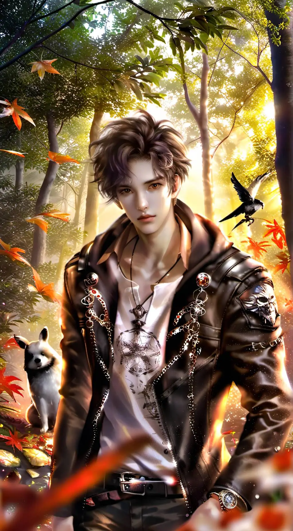 ai character: fat forest background