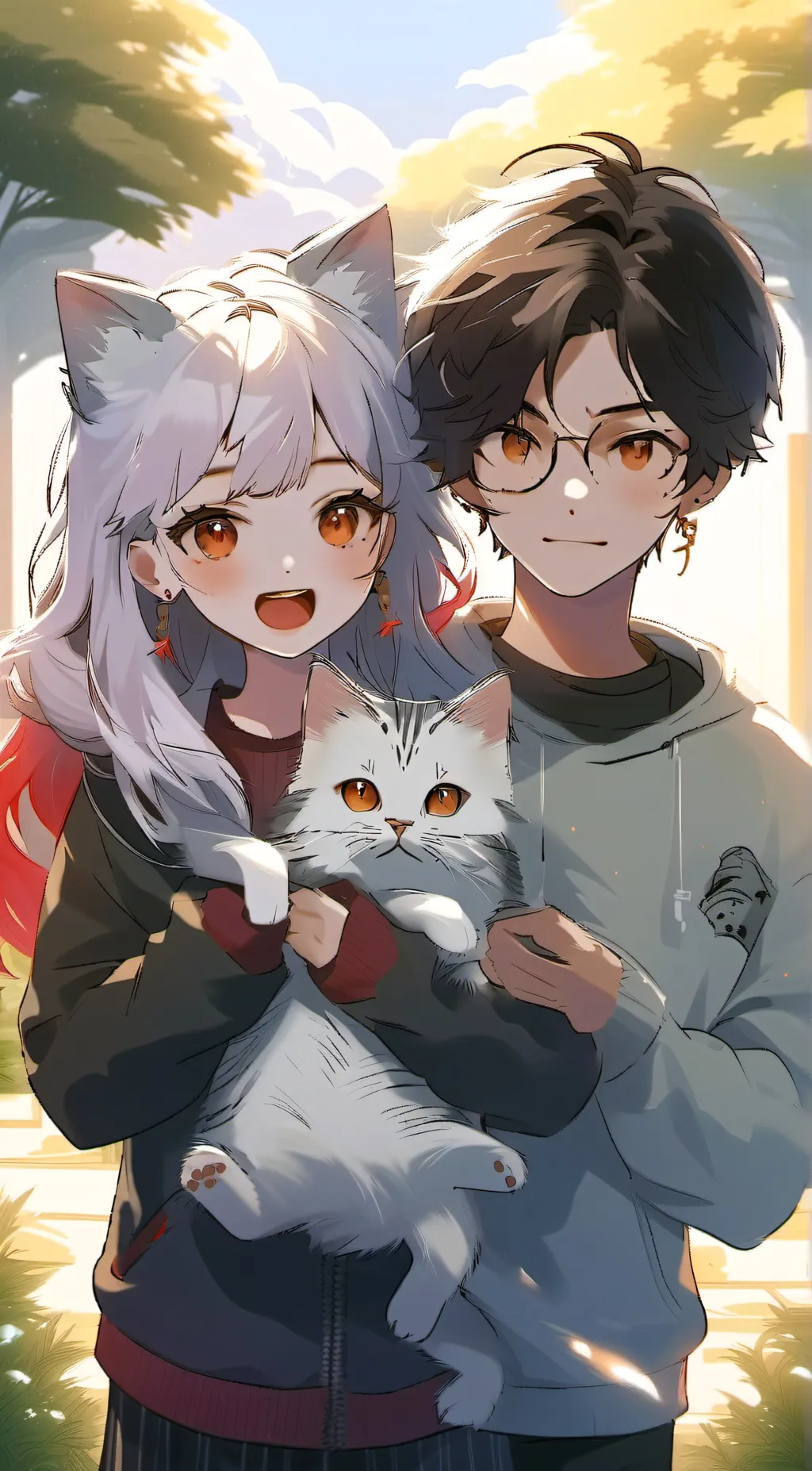 ai character: Mia and koi background