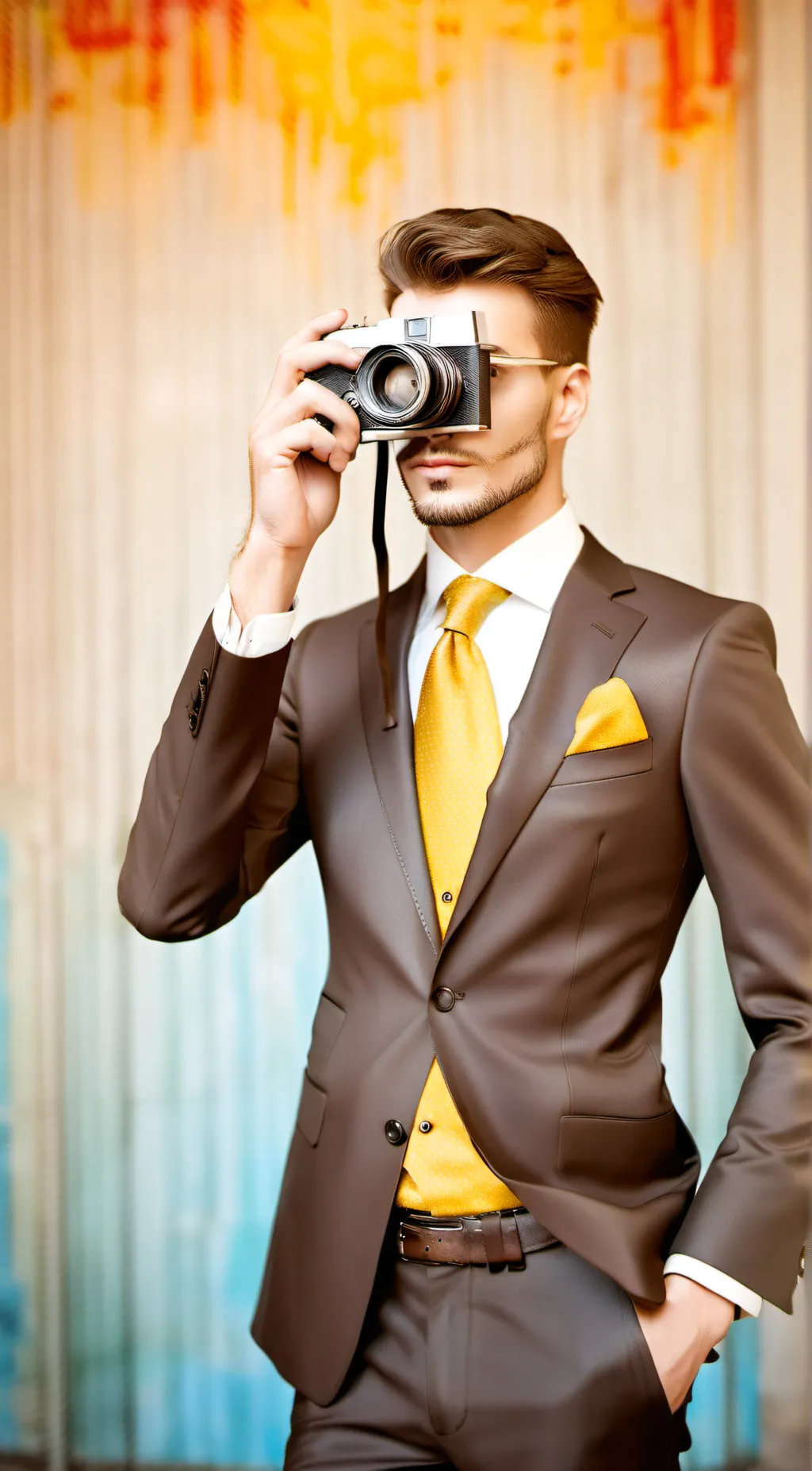 ai character: simp camera man  background