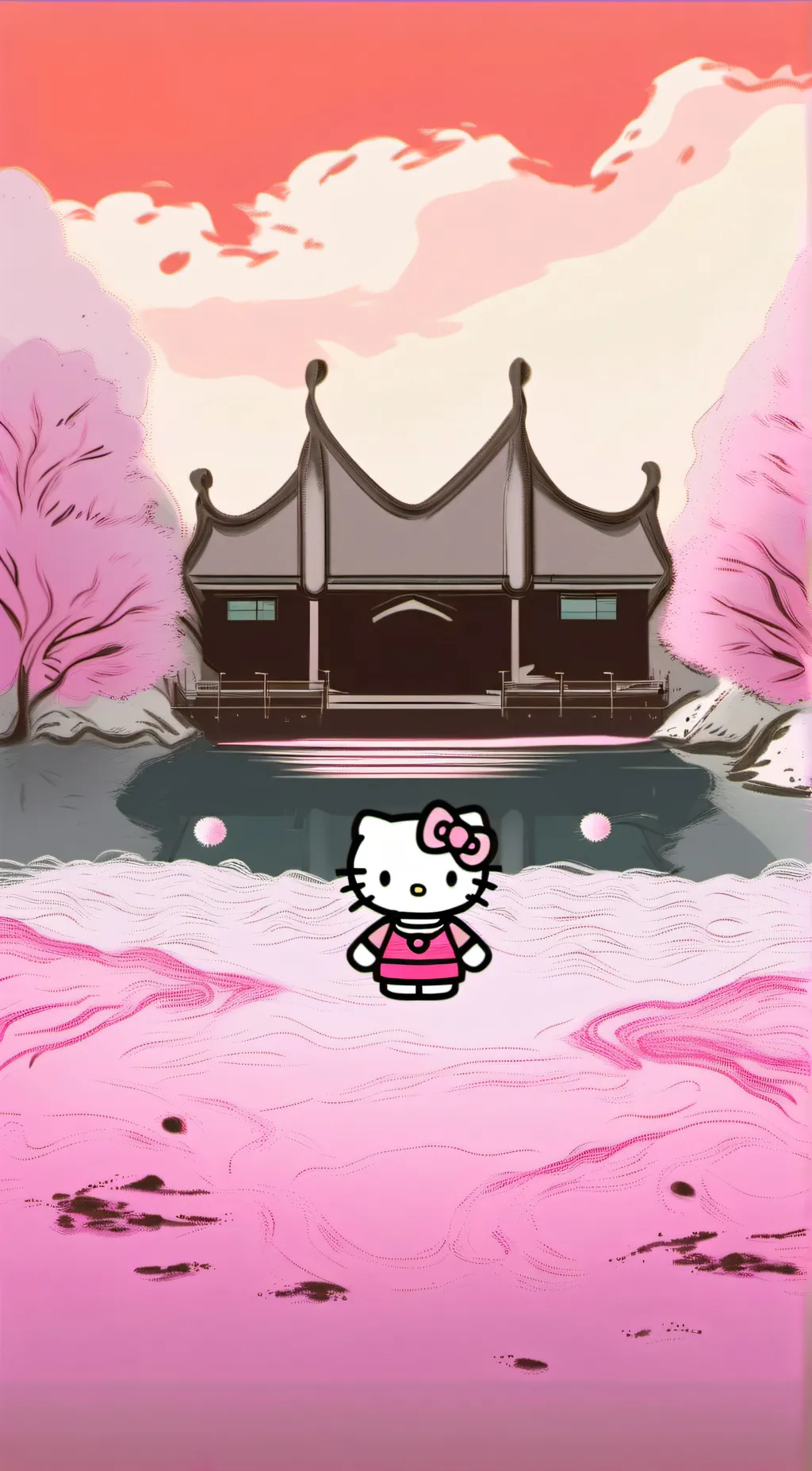 ai character: Hello Kitty  background