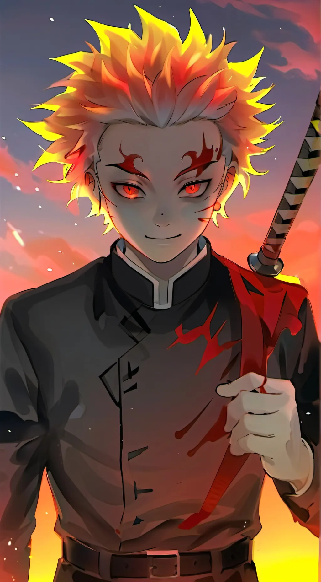 ai character: rengoku🍩+ (kny)  background