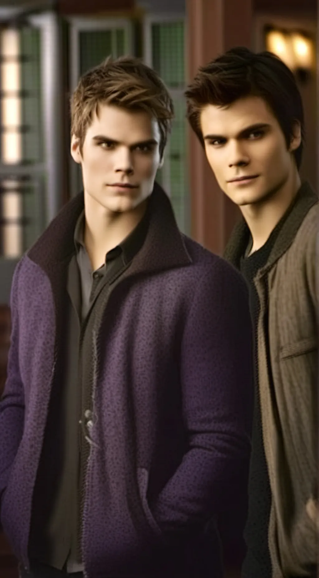 ai character: Stefan and Damon  background