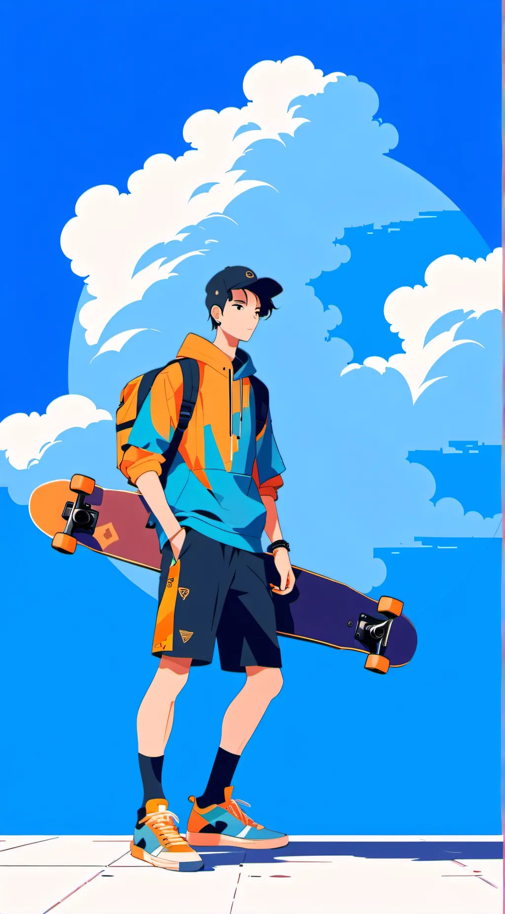 ai character: skateboard background