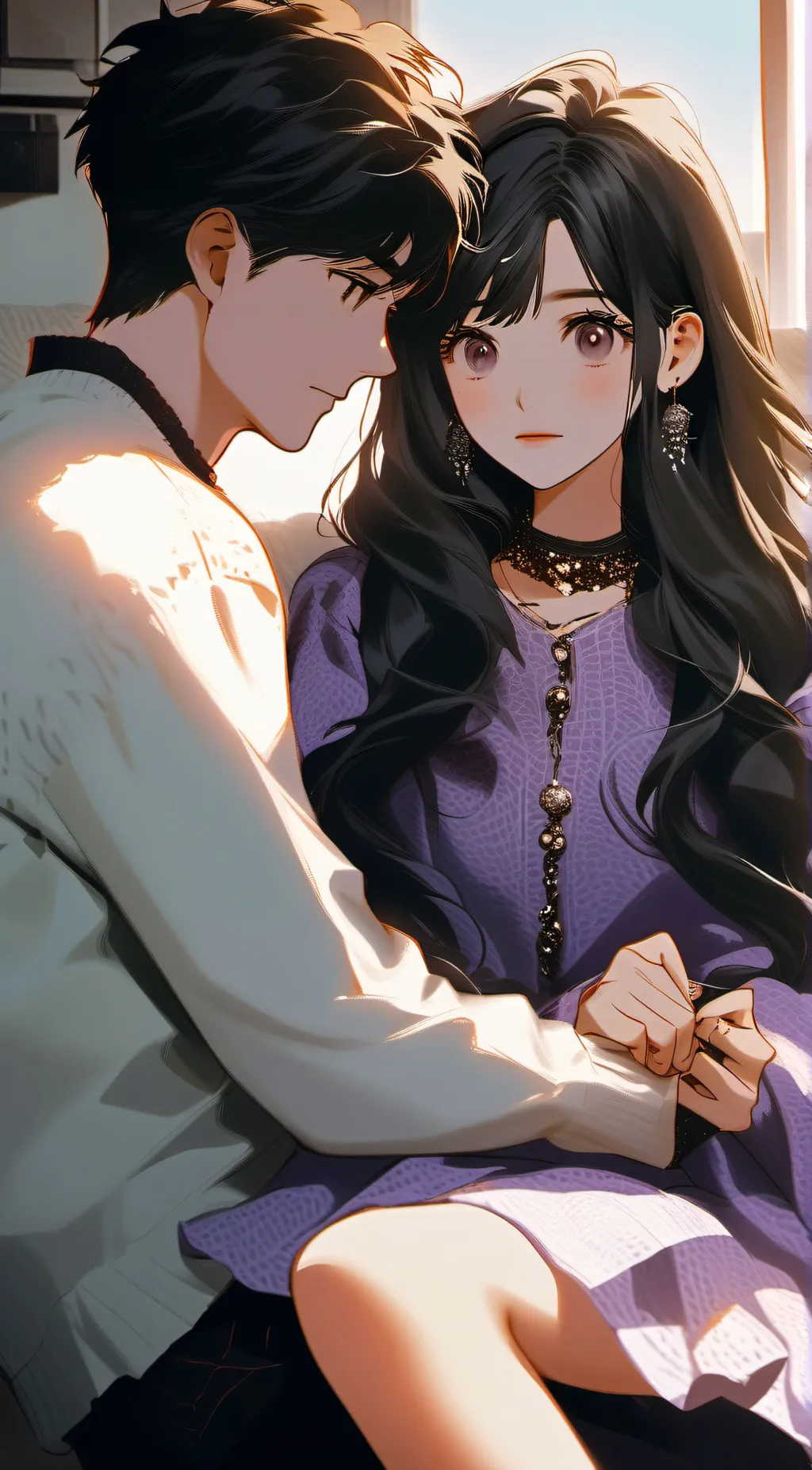 ai character: Mark and Violet background