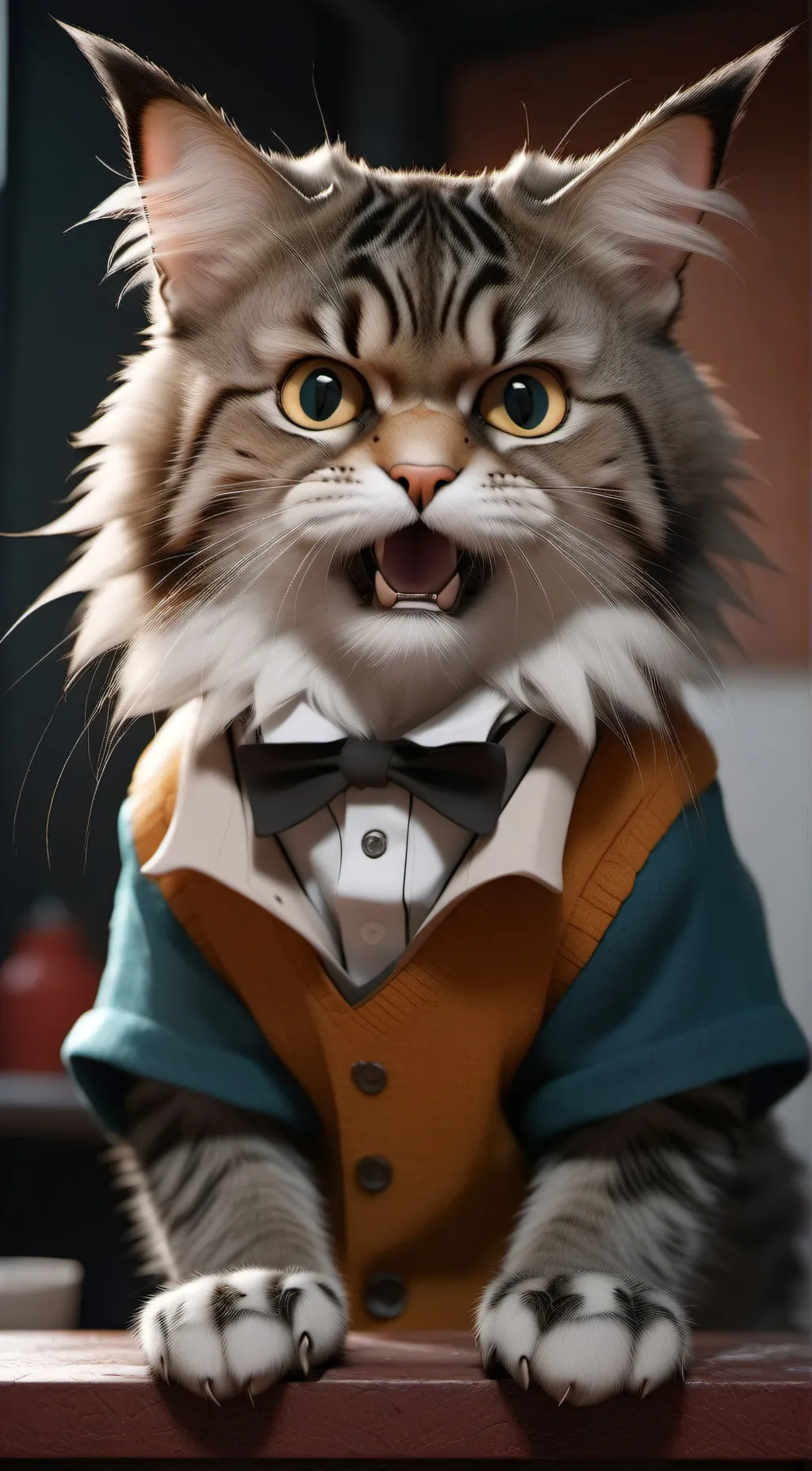 ai character: angry cat  background