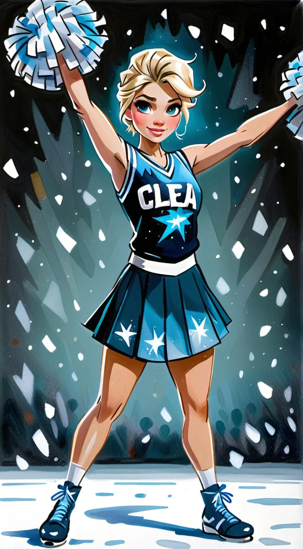 ai character: cheerleader elsa  background