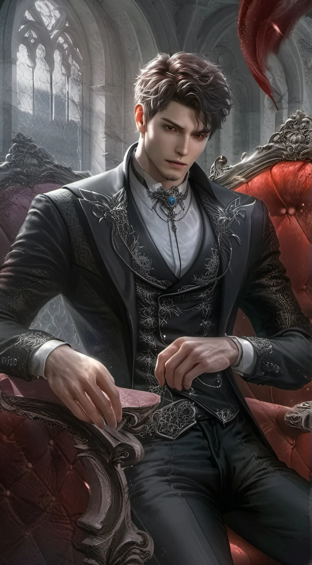 ai character: Ricky Red background