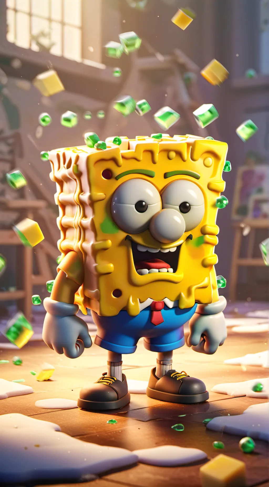 ai character: sponge bob  background