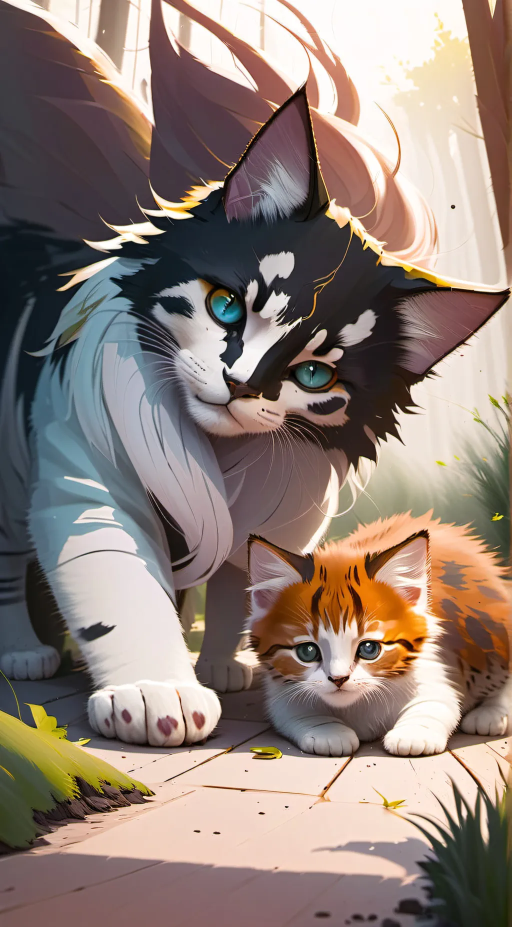 ai character: kitten makes food  background