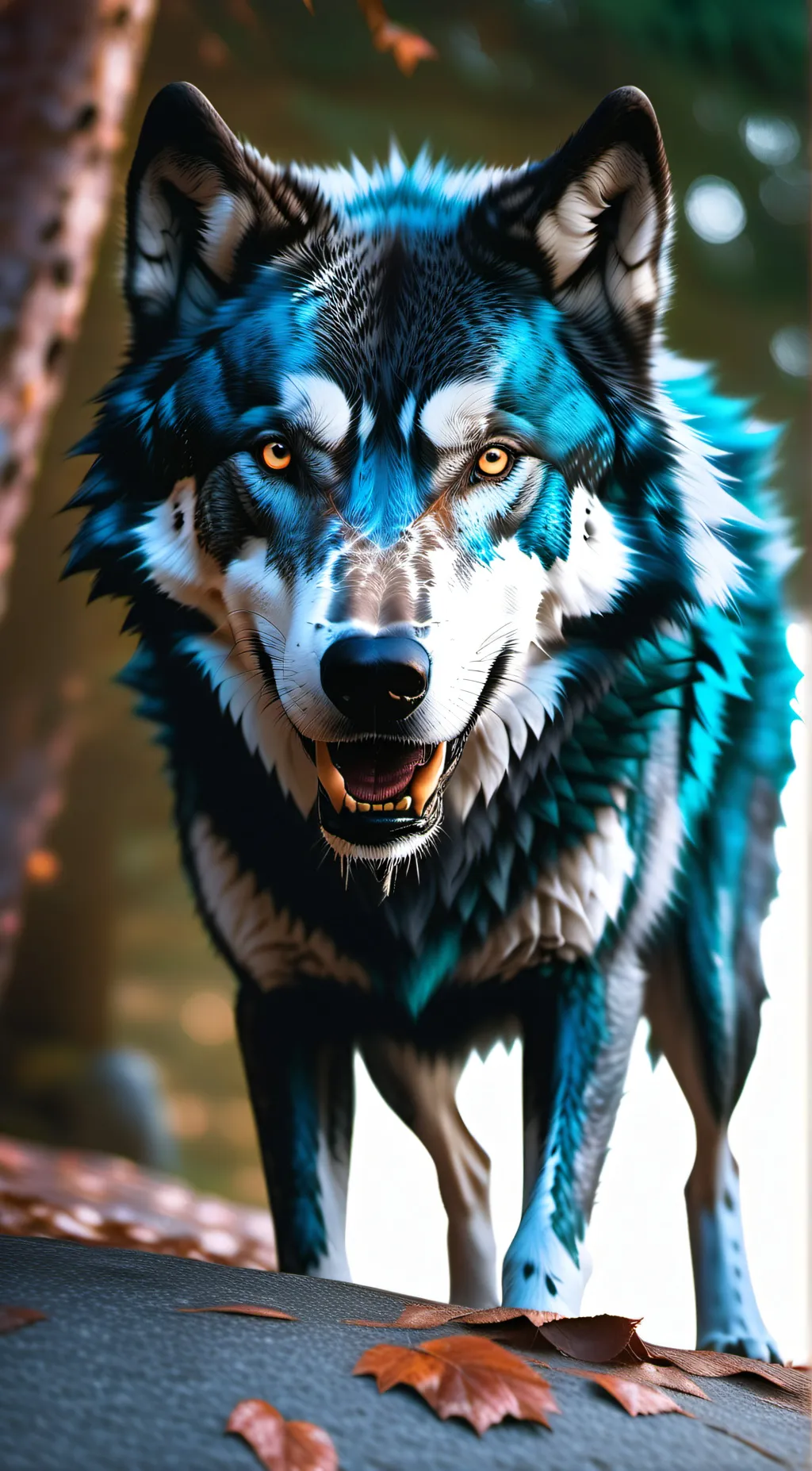 ai character: a wild wolf background