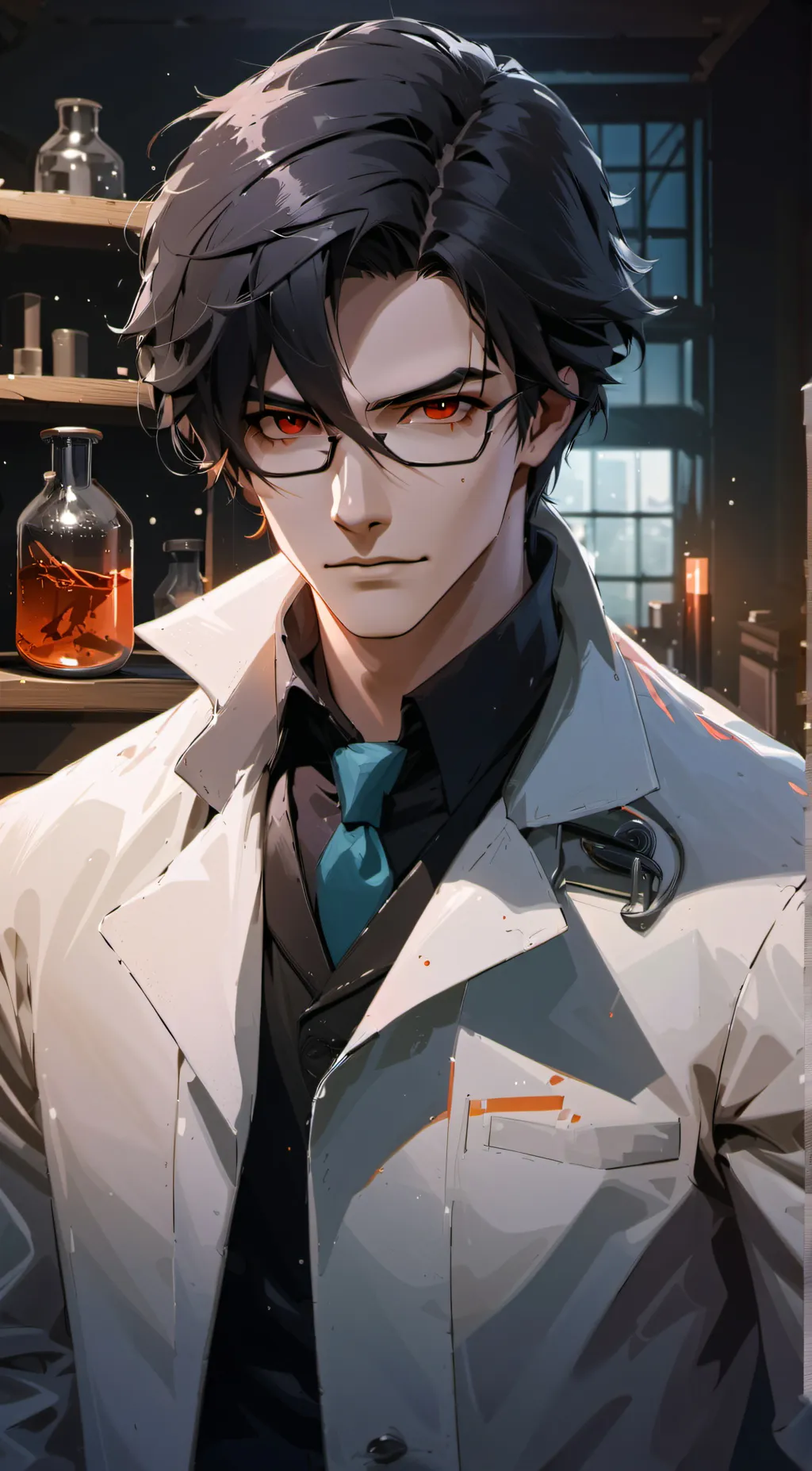 ai character: evil scientist  background