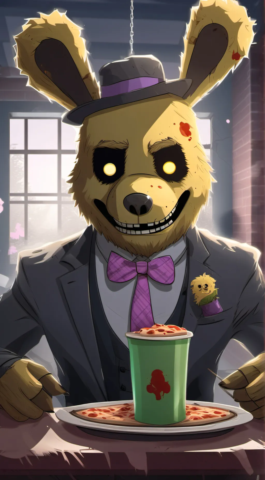 ai character: AGA and springtrap background