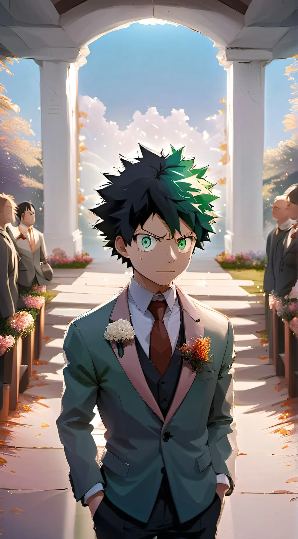 ai character: June bride Izuku  background