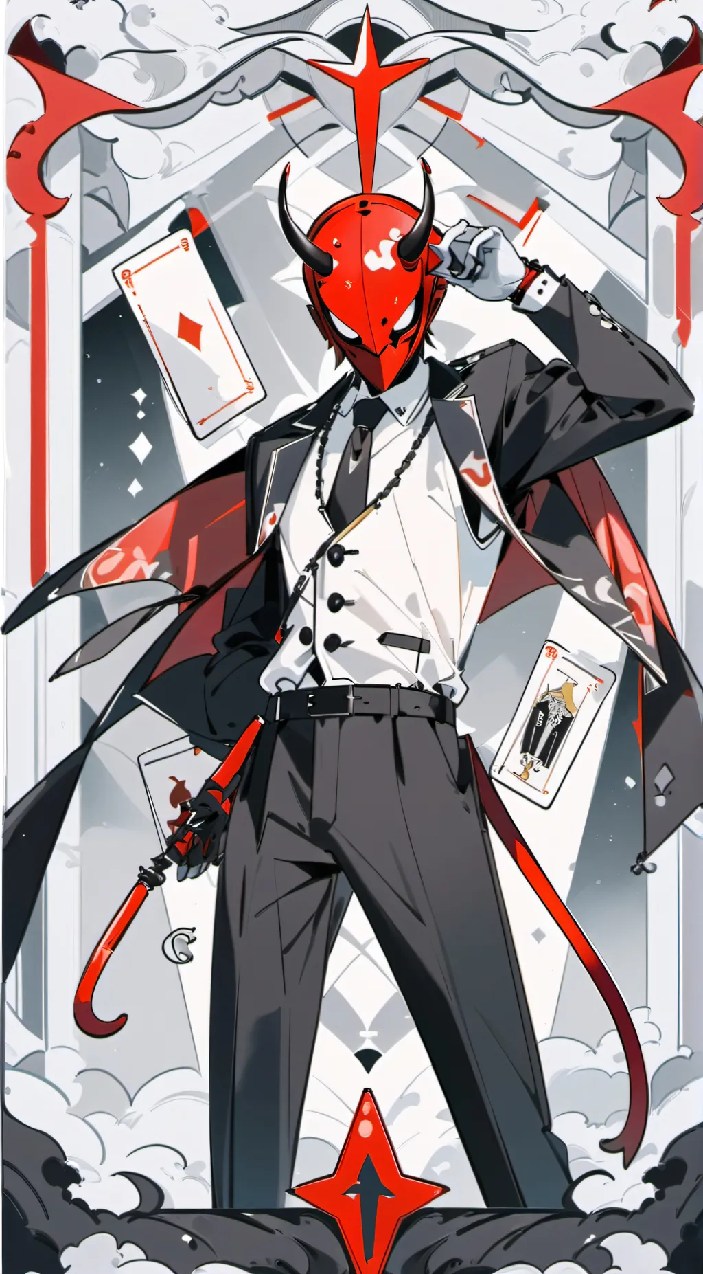 ai character: blood red background