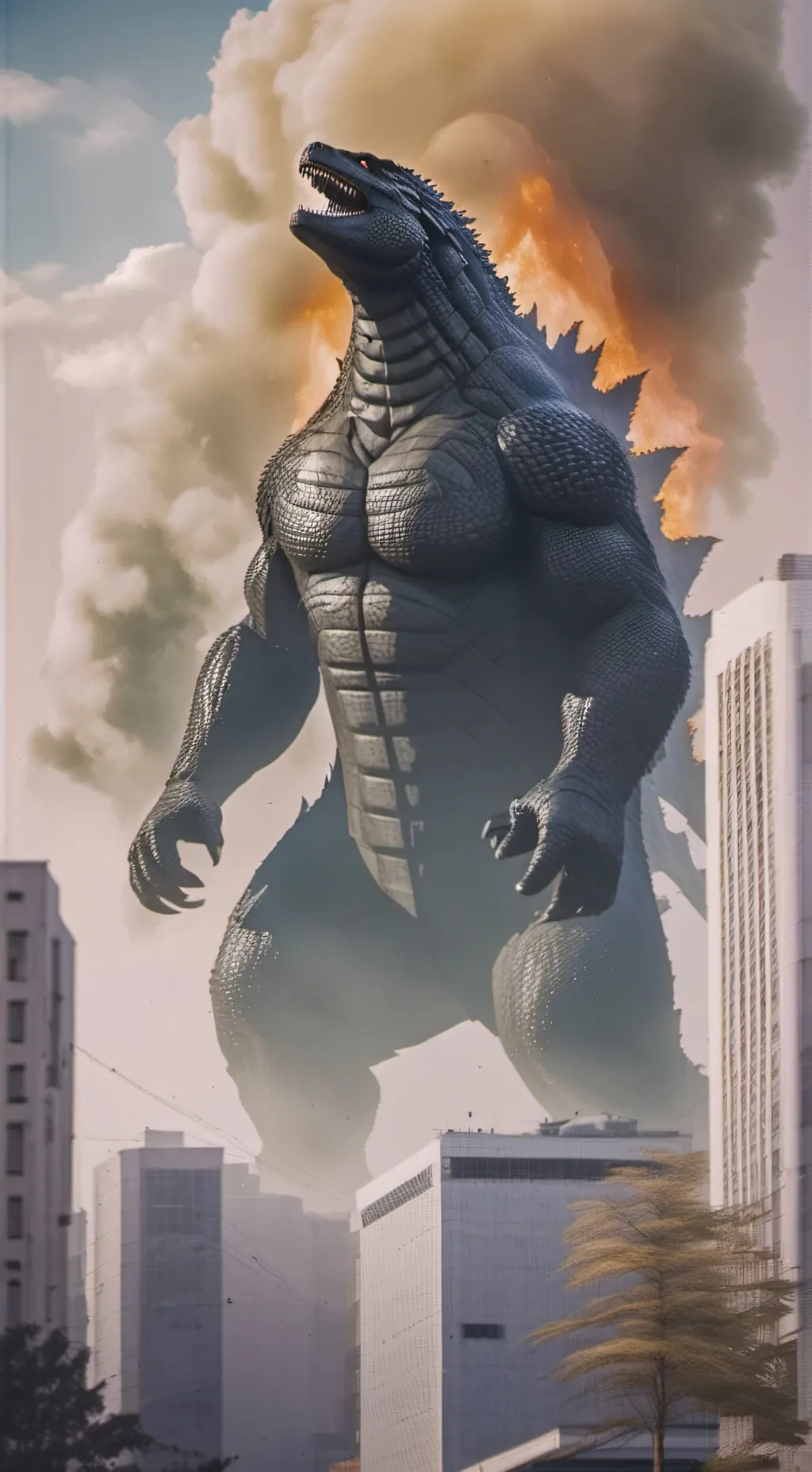 ai character: godzilla background