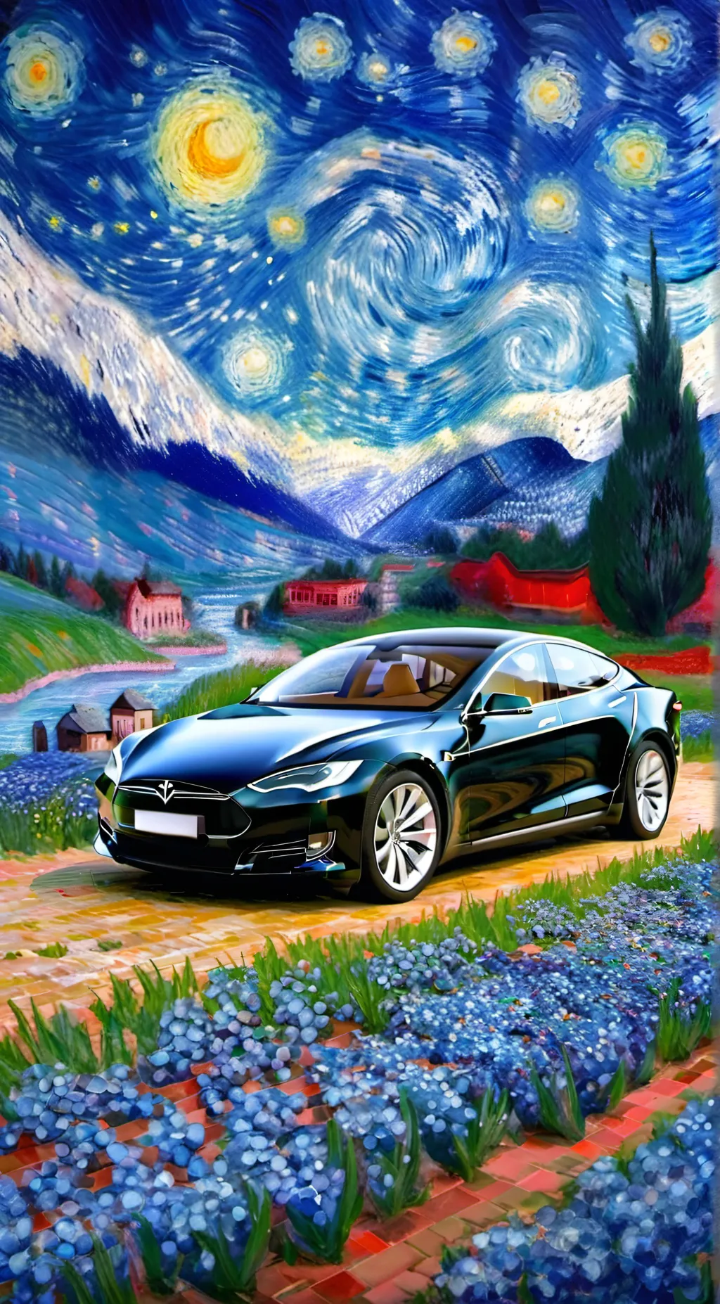 ai character: tesla model s  background
