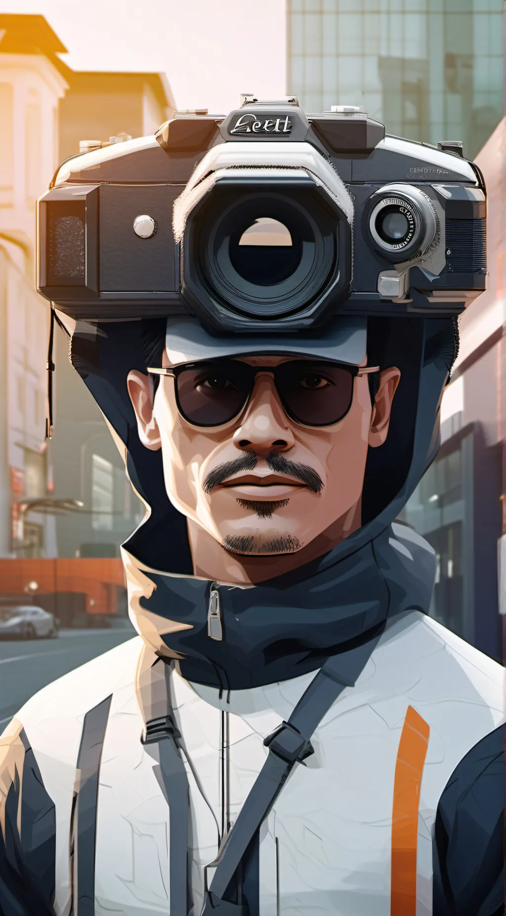 ai character: pov camera man background
