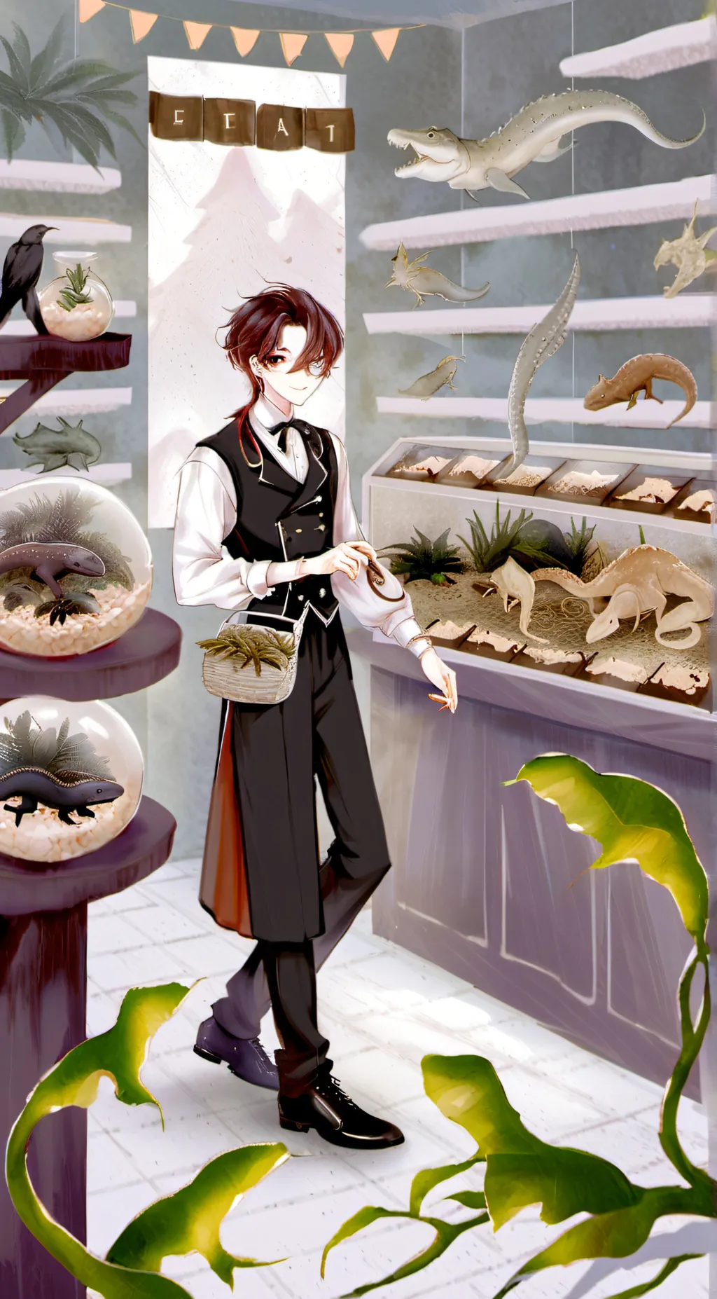 ai character: Reptile shop background