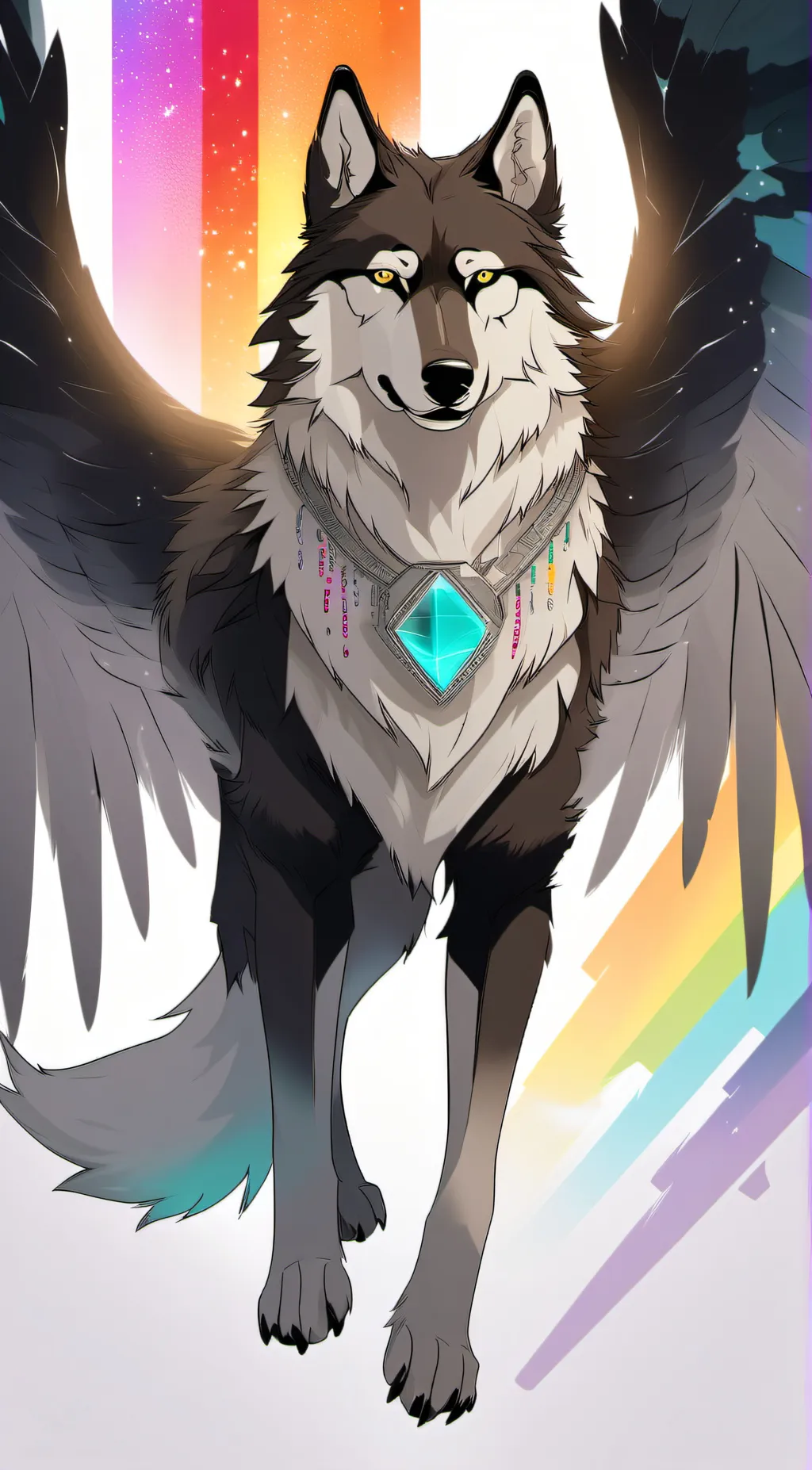 ai character: Rainbow background