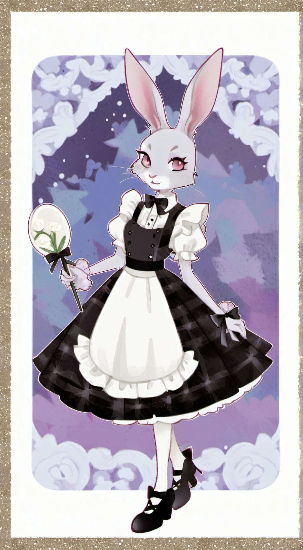 ai character: Jax in maid dress background