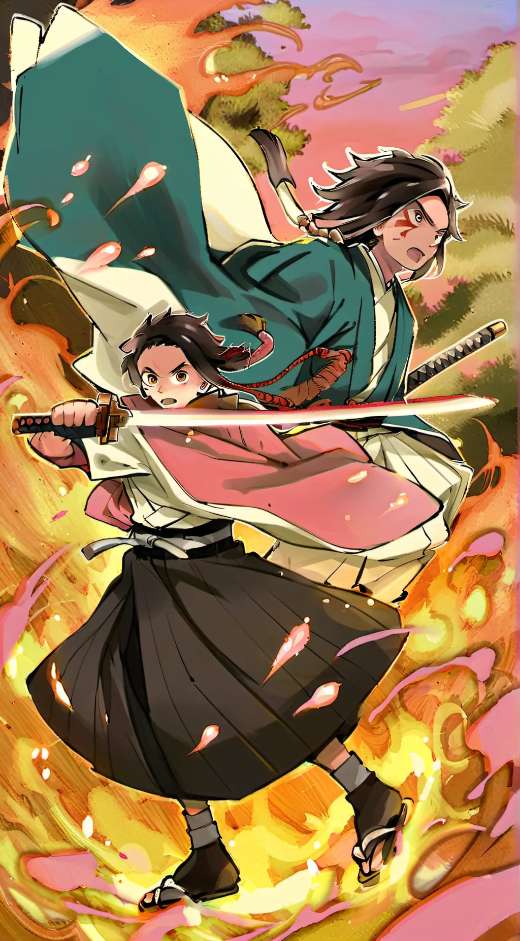 ai character: Nezuko and Tanjiro background