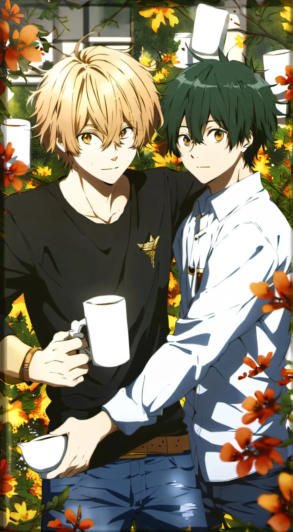 ai character: Deku and Bakugo background