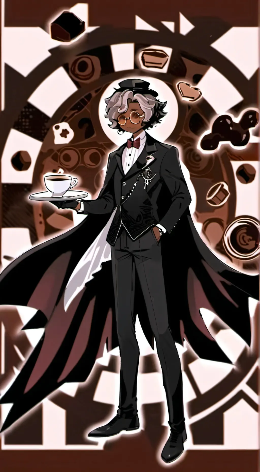 ai character: Espresso cookie background