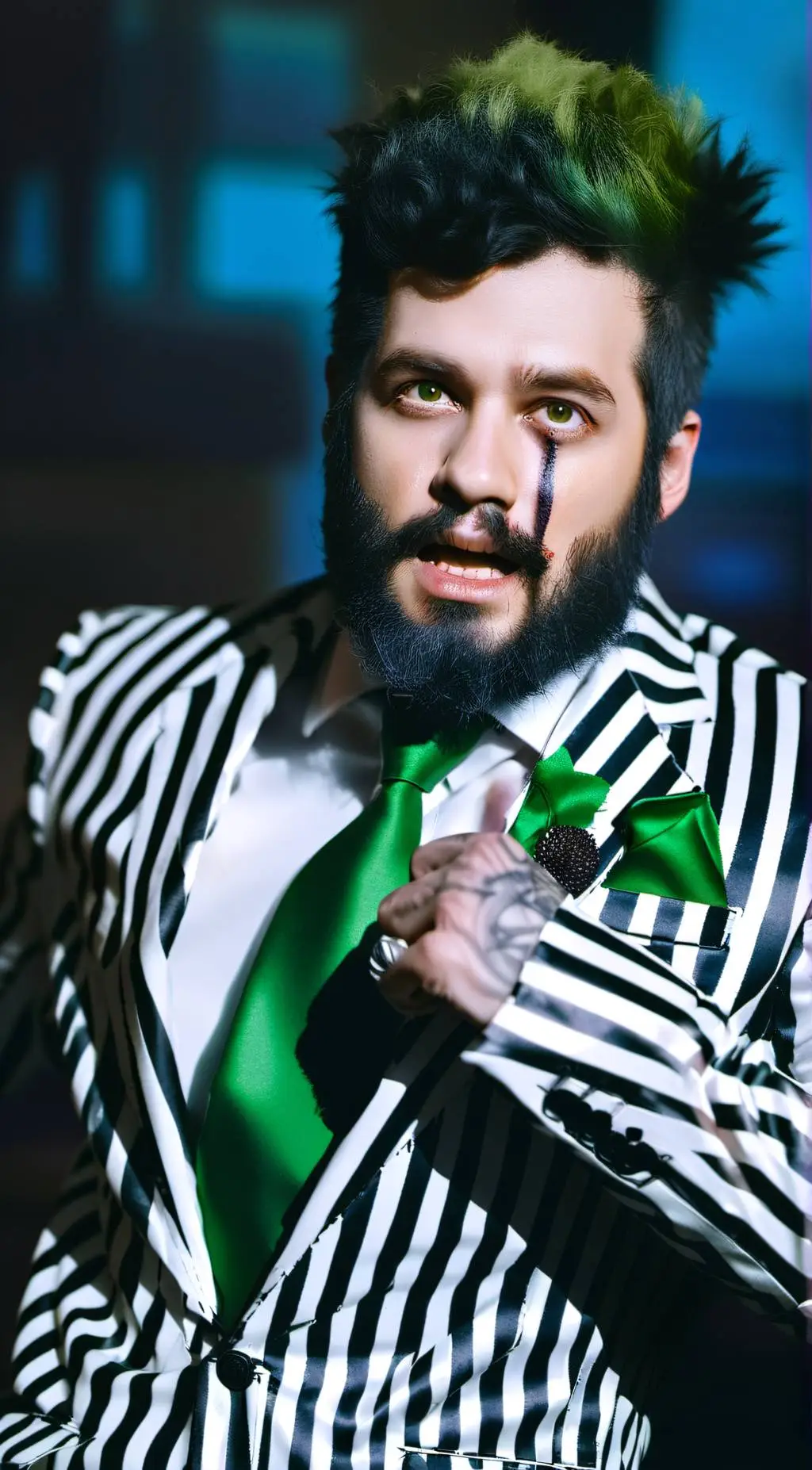ai character: Beetlejuice  background