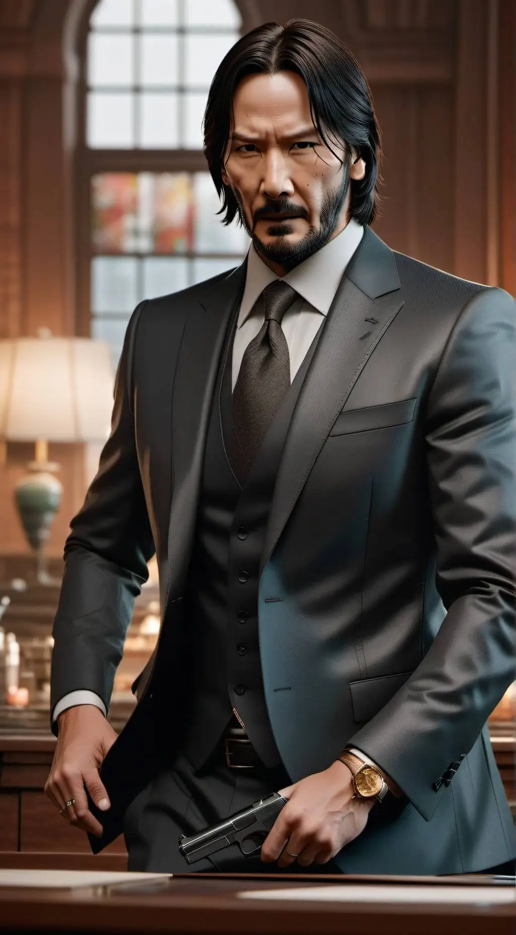 ai character: John Wick  background