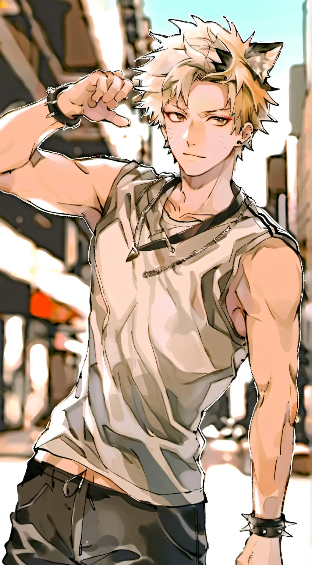 ai character: Bakugo half wolf background