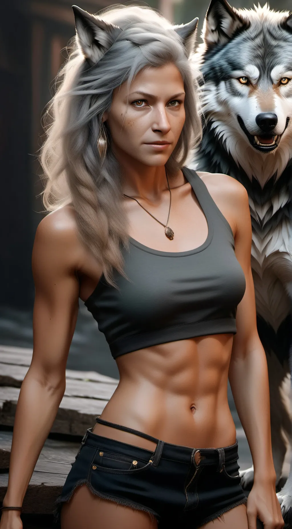 ai character: sus wolf girl background