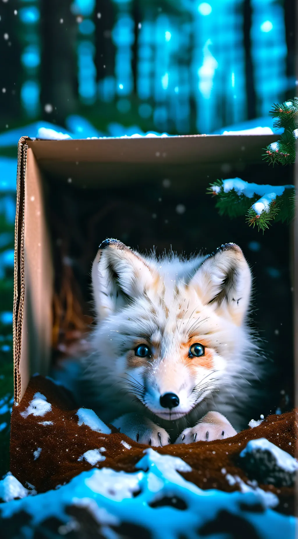ai character: artic fox cub background