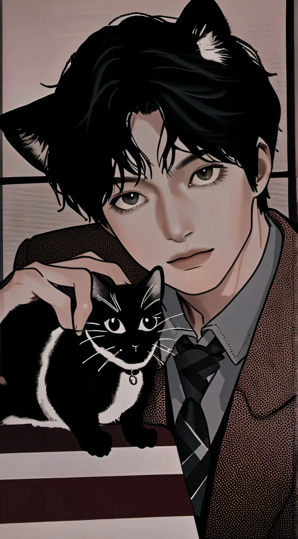 ai character: Sunoo (black cat) background