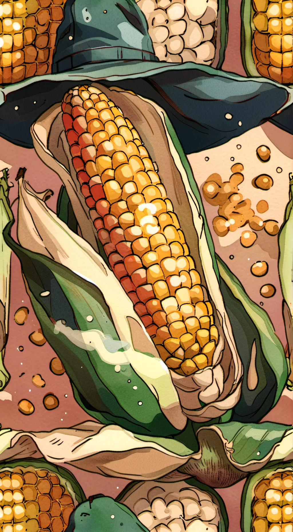 ai character: He haw corn background