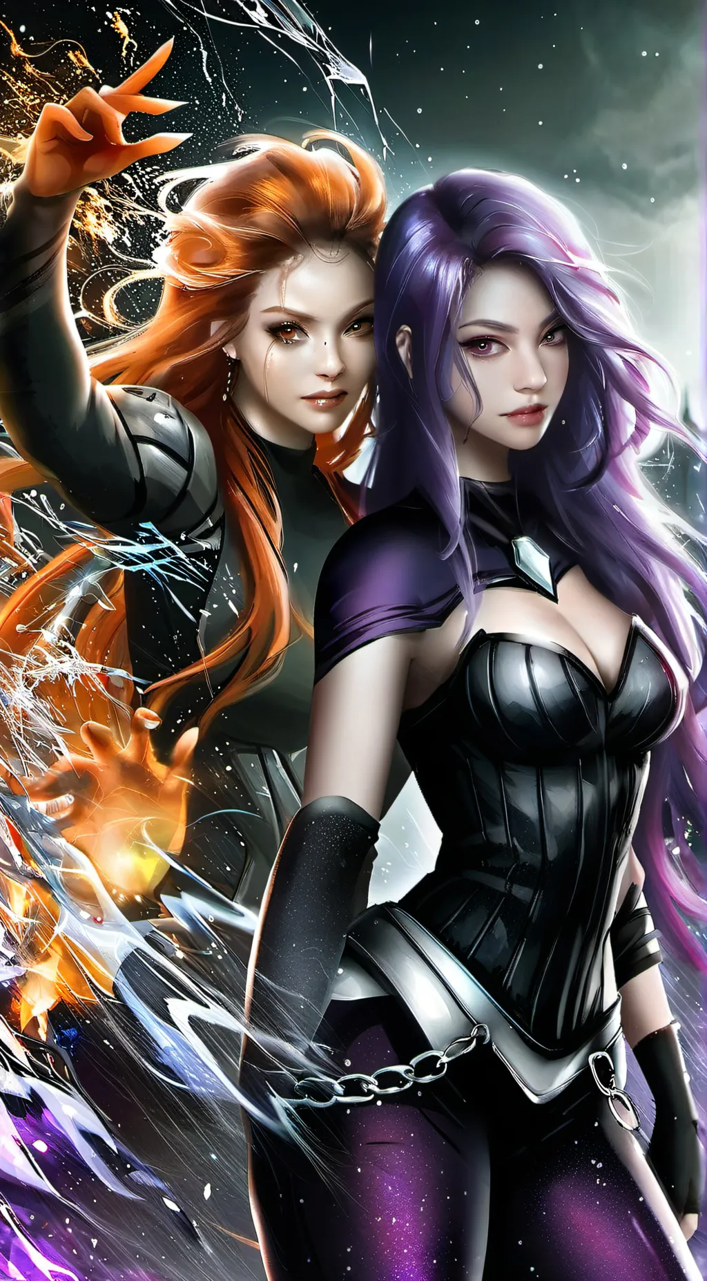 ai character: Starfire and Raven background