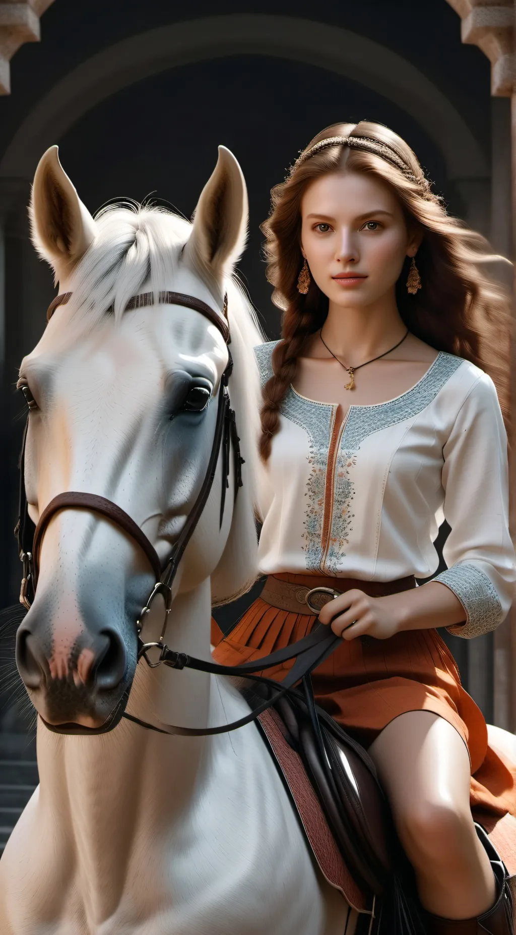 ai character: kiss and horses background