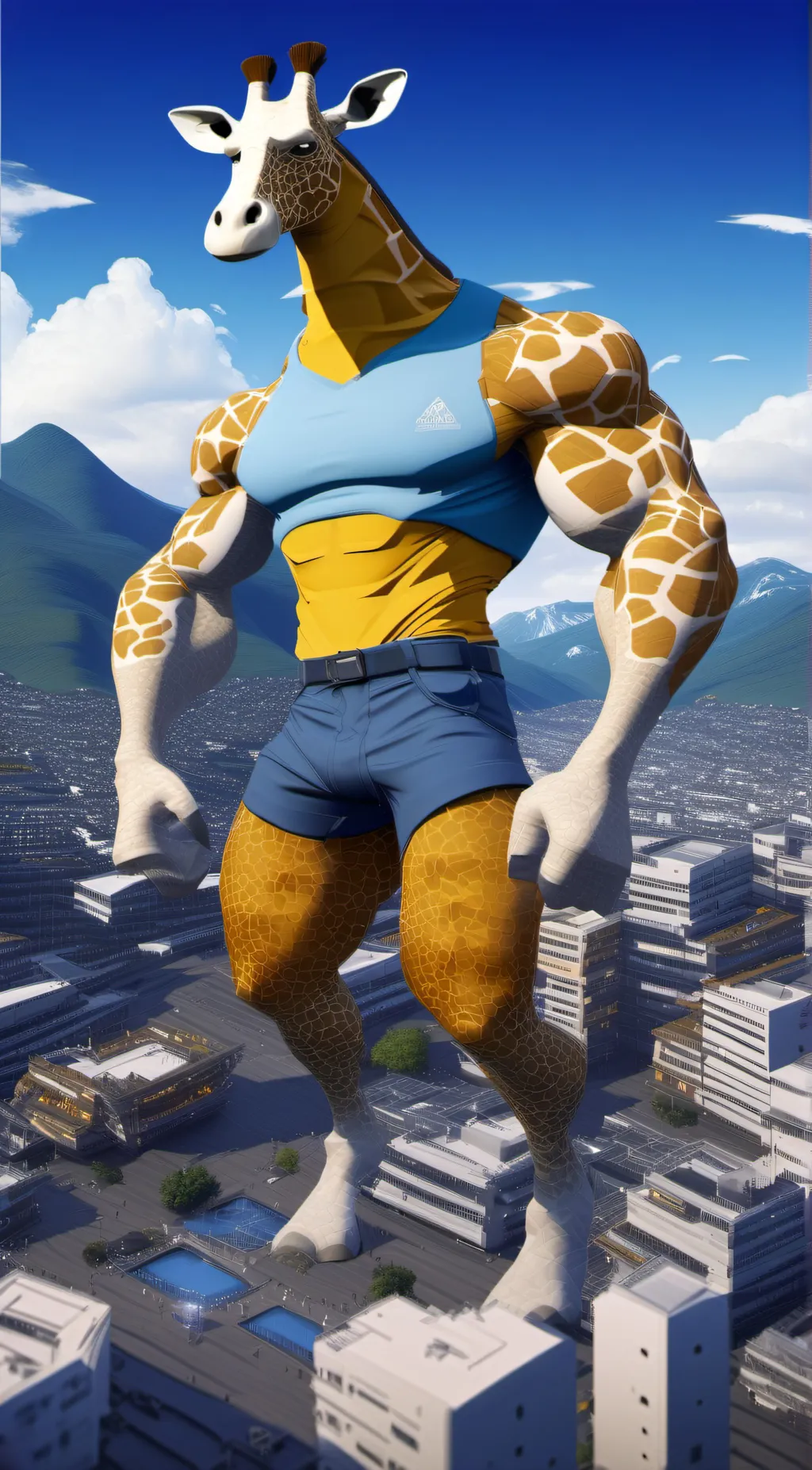 ai character: giantess giraffe background