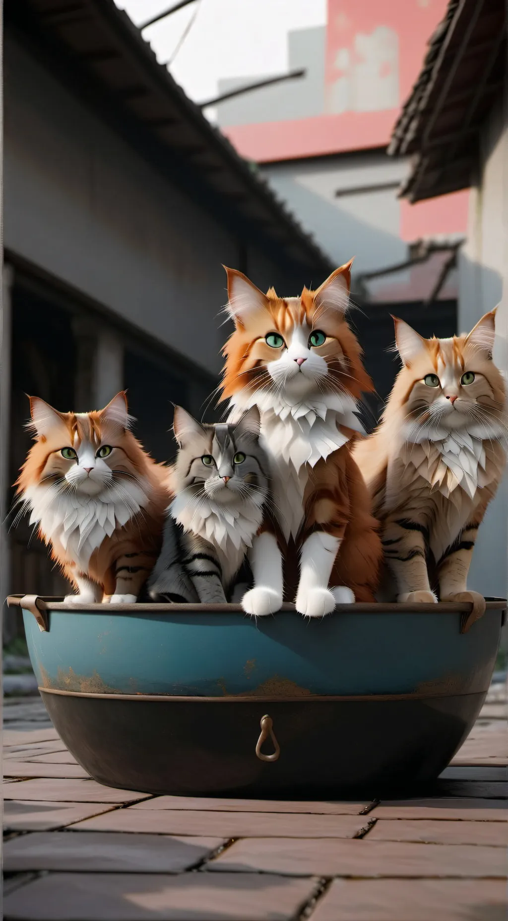 ai character: cat group background